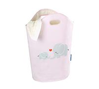 Wenko Cesta de lavandería Kids Elli, contenedor para la Ropa Sucia con 2 prácticas Asas para el Transporte, de poliéster, Capacidad de 24 litros, 40 x 52 x 20 cm, en Color Rosado con Estampado