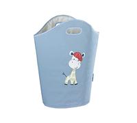 Wenko Cesta de lavandería Kids Gerry, contenedor para la Ropa Sucia con 2 prácticas Asas para el Transporte, de poliéster, Capacidad de 24 litros, 40 x 52 x 20 cm, en Color Azul con Estampado
