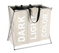 WENKO Pongotodo plegable Trío beige - 3 cámaras para la ropa, plegable Capacidad: 130 l, Poliéster, 63 x 57 x 38 cm, Beige