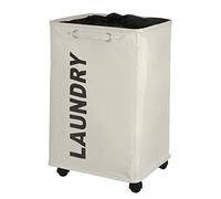 Wenko Pongotodo Quadro Beige - Saco para la Ropa Sucia Capacidad: 79 l, Poliéster, 40 x 60 x 33 cm, Beige