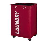 Wenko Pongotodo Quadro Rojo - Saco para la Ropa Sucia Capacidad: 79 l, Poliéster, 40 x 60 x 33 cm, Rojo