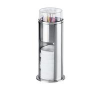 Wenko Porta Discos desmaquillantes y bastoncillos de algodón Firenze Acero INOX, Acero Inoxidable, 7.5 x 18 x 7.5 cm, Satinado