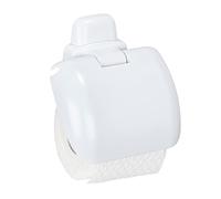 WENKO Portarrollos con tapa Pure, Plástico (ABS), 16 x 5 x 16 cm, Blanco