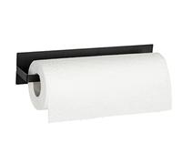 WENKO Portarrollos de papel absorbente magnético Ima, de metal con recubrimiento de polvo de color negro, fijación sin taladrar mediante imán o tira adhesiva incluida, 30 x 6,5 x 6 cm