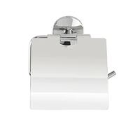 WENKO Portarrollos de papel higiénico Cuba - con tapa, Cinc moldeado bajo presión, 13.5 x 13.5 x 4 cm, Cromo