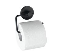 WENKO Portarrollos de papel higiénico Vacuum-Loc «Milazzo» en negro, portarrollos de papel higiénico, fijar sin taladrar con vacío, acero pintado en negro, estilo loft, 13,5 x 10,5 x 3,7 cm