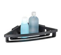WENKO Power-Loc Rinconera Bralia negro - Estantería esquinera de baño, fijación sin taladrar, Plástico (ABS), 35 x 8.5 x 20 cm, Negro