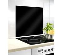 WENKO Protección antisalpicaduras negro 60 x 70 cm - protector contra salpicaduras, Vidrio endurecido, 60 x 70 cm, Negro