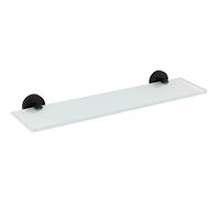 WENKO Repisa de vidrio Bosio Black mate acero inoxidable - Repisa para el cuarto de baño, Acero inoxidable, 46.5 x 5.5 x 13.5 cm, Mate
