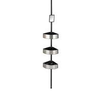WENKO Rinconera telescópica Premium Big Black - Estantería de baño telescópica, estantería de ducha, regulable en altura con 3 repisas y espejo, Aluminio, 27.5 x 70-260 x 20 cm, Satinado