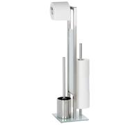 Wenko Juego de pie para el WC Rivalta Acero INOX - Portaescobillas para el WC, Acero Inoxidable, 18 x 70 x 23 cm, Mate