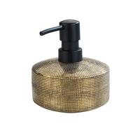 WENKO Dispensador de jabón «Rivara», dosificador de jabón líquido y loción recargable, de cerámica de calidad, pintado a mano, Ø 10,5 x 12 cm, capacidad de llenado de 400 ml, en color dorado