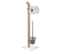 Wenko Samona Nature Portarrollos con Escobillero, Acero, Plateado, 20x20x71.5 cm