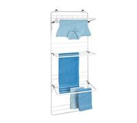WENKO Secador de ropa para puerta, tendedero para colgar con 6 ganchos integrados y 3 alas plegables de ajuste continuo, metal/plástico ABS, 51 x 142 x 41 cm