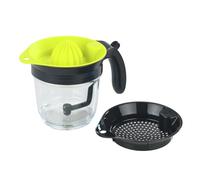 WENKO Separador de grasas, exprimidor de cítricos y vaso medidor 3 en 1, jarra separadora de grasas para salsas y sopas con escala de medición, incluye exprimidor de limones, plástico, 1 l
