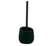 WENKO Set de accesorios para inodoro Badi, cerámica de calidad, superficie mate, incluye escobilla de WC con cabezal de silicona de Ø 7,5 cm de efecto antiadherente, Ø 13,5 x 38 cm, verde oscuro