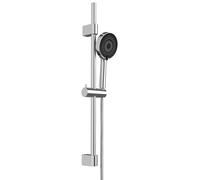WENKO Set de ducha Mod, Softwater teleducha ahorradora de agua con barra y flexo de acero inoxidable 70 cm cromo ideal para calentadores instantáneos