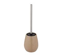 WENKO Set para inodoro Bellante, escobillero de cerámica de primera calidad, incluye escobillero con cabezal reemplazable de silicona en color negro, limpieza higiénica, Ø 12 x 40,7 cm, color arena
