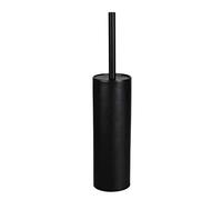 WENKO Set para inodoro de cerámica Casoli, portaescobillas incl. escobilla con cabezal de silicona (Ø 7,5), tapa flexible de plástico, (An./P. x Al.): Ø 9,1 x 40 cm, color negro