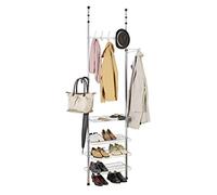 WENKO Sistema para guardar la ropa Apollon - telescópico, Metal con recubrimiento de polvo, 61 x 180-300 x 28 cm, Gris