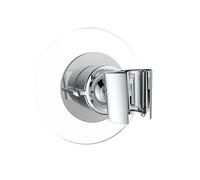 Wenko Soporte para Cabezal de Ducha De 360°, Soporte de Ducha Manual de Plástico para Fijarlo A Superficies Lisas Sin Taladrar con Una Almohadilla Adhesiva Especial, 8 X 7.5 cm, Cromado