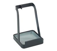 WENKO Soporte para cucharas de cocina y tapas de ollas 3 en 1 Premium, soporte para utensilios de cocina de acero inoxidable con bandeja recogegrasa apta para lavavajillas, 10 x 15 x 10 cm, negro
