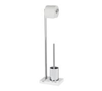 Wenko Stand WC-Garnitur Noble - WC-Bürstenhalter, Stahl, 20 x 74 x 15 cm, chrom/weiß