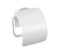 Wenko Static-Loc portarrollos de Papel higiénico con Tapa Osimo Blanco - Fijar sin taladrar, Polipropileno, 15 x 14 x 5 cm, Blanco
