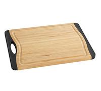 WENKO Tabla de cortar bambú M+, antideslizante Tabla de cocina, tabla de cortar con surco de goteo para líquidos y asa, cuidando el filo de los cuchillos Marrón