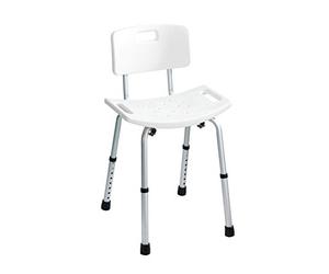 Wenko Taburete de Baño con Respaldo, Plástico, Blanco, 51.5x50x83.6 cm