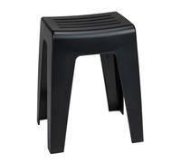 Wenko Taburete de baño Kumba, calidad con diseño contemporáneo fabricado con plástico sólido, soporta hasta 120 kg, óptimo para baño y aseos de invitados (An. x A x P) 38 x 47 x 32 cm, negro