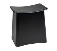 WENKO Taburete de baño Wing, 2 en 1, asiento y cesto de ropa sucia, con tapa y bolsa para colada extraíble, plástico de calidad óptima, cubo para ropa con capacidad de 33 L, 45 x 48 x 33 cm, negro
