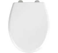 WENKO Tapa de inodoro Gubbio, mecanismo de cierre suave y clip de fijación, capacidad de carga hasta 350 kg, duroplast antibacteriano, 37 x 44,5 cm, blanco