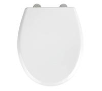 WENKO Tapa de WC Gubbio - Asiento de inodoro antibacteriano, con dispositivo automático de descenso, 350 KG carga, Duroplast, 37 x 44.5 cm, Blanco