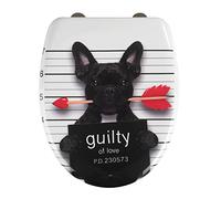 WENKO Tapa de WC Guilty Dog - antibacteriano, dispositivo automático de descenso, sujeción higiénica Fix-Clip, Duroplast, 38 x 45 cm, Multicolor