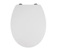 Wenko Tapa de WC Mora - Antibacteriano, Dispositivo automático de Descenso, sujeción higiénica Fix-Clip, Duroplast, 37 x 44.5 cm, Blanco