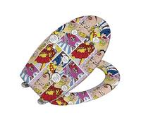 WENKO Tapa de WC Pop-Art - antibacteriano, dispositivo automático de descenso, sujeción higiénica Fix-Clip, Duroplast, 38 x 45 cm, Multicolor