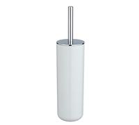 WENKO Tapa de WC Posa blanco/cromo - Escobillero para el inodoro, forma cerrada, plástico, 7.5 x 37 x 7.5 cm, Blanco
