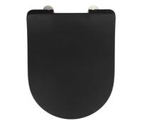 WENKO Tapa de WC Premium Sedilo negro mate - Asiento de inodoro antibacteriano, con dispositivo automático de descenso, sujeción higiénica de acero fino inoxidable «Fix-Clip», recubrimiento antideslizante suave al tacto, Duroplast, 36.2 x 45.2 cm, Negro