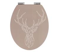 WENKO Tapa de WC Premium Stag - Asiento de inodoro con dispositivo automático de descenso, MDF, 37.5 x 44 cm, Multicolor