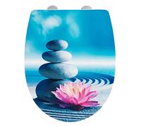 WENKO Tapa de WC Spirit con superficie de alto brillo - Asiento de inodoro con dispositivo automático de descenso, sujeción higiénica «Fix-Clip», Thermoplast, 36.5 x 45 cm, Multicolor