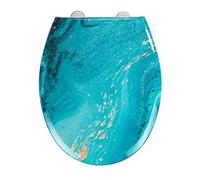 WENKO Tapa de WC Stream - Asiento de inodoro antibacteriano, con dispositivo automático de descenso, 350 kg carga, Duroplast, 37 x 44.5 cm, Multicolor