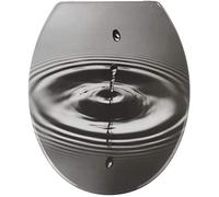 WENKO Tapa de WC Waterdrop gris - antibacteriano, dispositivo automático de descenso, Duroplast, 36.5 x 44.5 cm, Multicolor