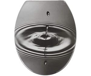WENKO Tapa de WC Waterdrop gris - antibacteriano, dispositivo automático de descenso, Duroplast, 36.5 x 44.5 cm, Multicolor