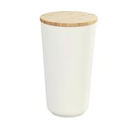 WENKO Tarro de almacenamiento Plaia 750 ml, lata de almacenamiento de color crema con tapa de bambú y anillo de silicona, cierre hermético, apto para el lavavajillas, sin BPA, Ø 10,5 x 18,5 cm