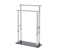 Wenko Toallero Lava, toallero de Acero Inoxidable Brillante con Formas Transparentes y 2 Barras Colgantes escalonadas, Placa Base Pesada de Cristal de Seguridad, 52 x 81,5 x 20 cm