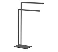 WENKO Toallero de pie Mod. Recco con 2 Brazos, Base Estable, Acero Macizo, 48 x 80,5 x 20 cm, Color Negro