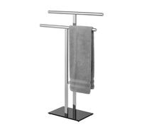 WENKO Toallero Mod. Lava en Forma de T toallero con 2 Brazos de Acero Inoxidable y Base de Cristal de Seguridad. Dimensiones: 50 x 81,5 x 20 cm