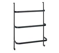WENKO Toallero para puerta Irpinia negro - Con 3 barras toalleras, simplemente colgarlo en la puerta o en la pared de la cabina de ducha, Acero, 54.5 x 77.5 x 21.5 cm, Negro