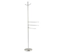 Wenko Toallero y Perchero Adiamo - 3 Brazos Ajustable en Altura, 2 Barras para Colgar, Acero, 28 x 170 x 28 cm, Mate